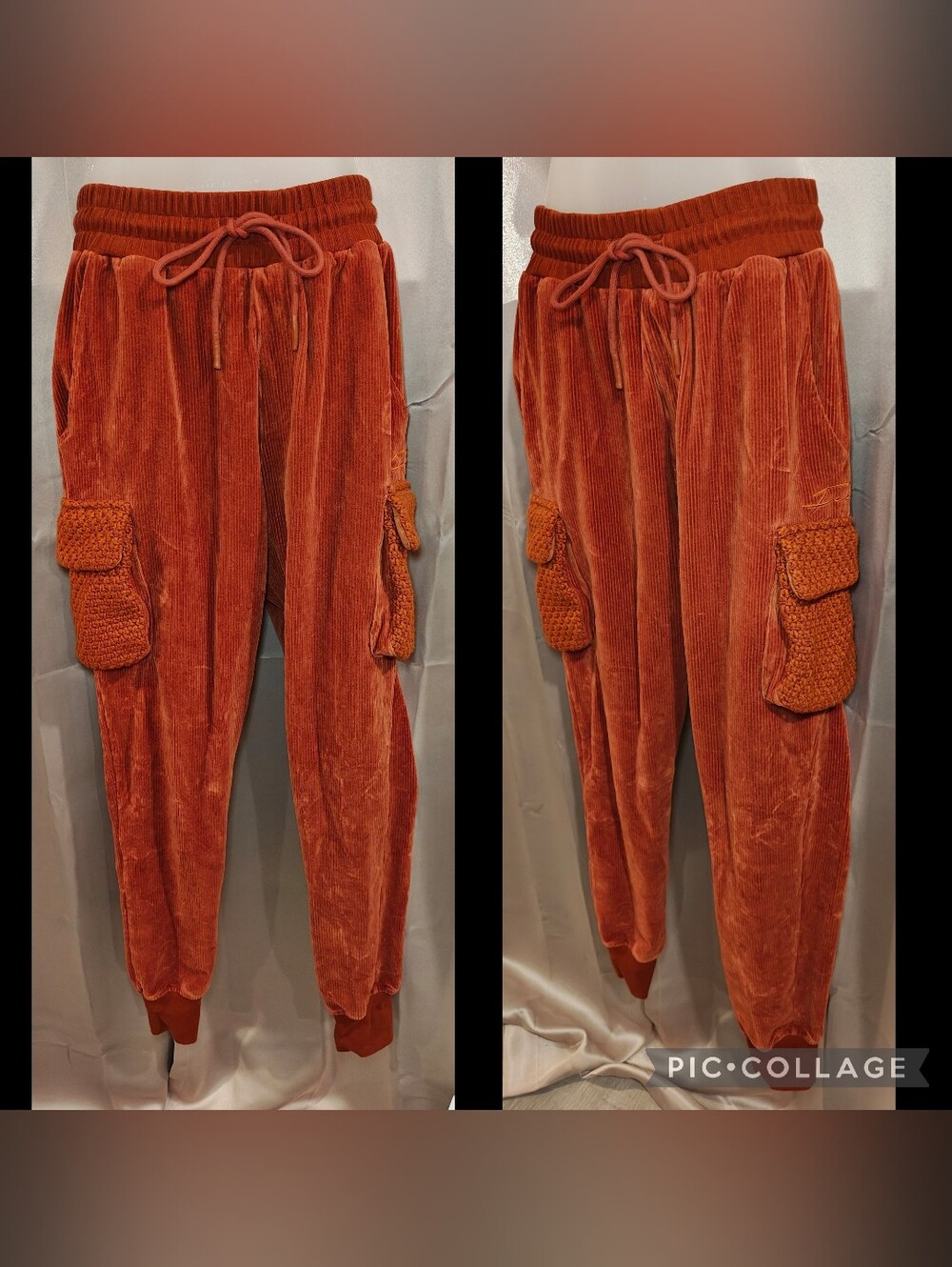 🔥 Rare FUBU Vintage Orange Rust Corduroy Cargo Joggers 🔥